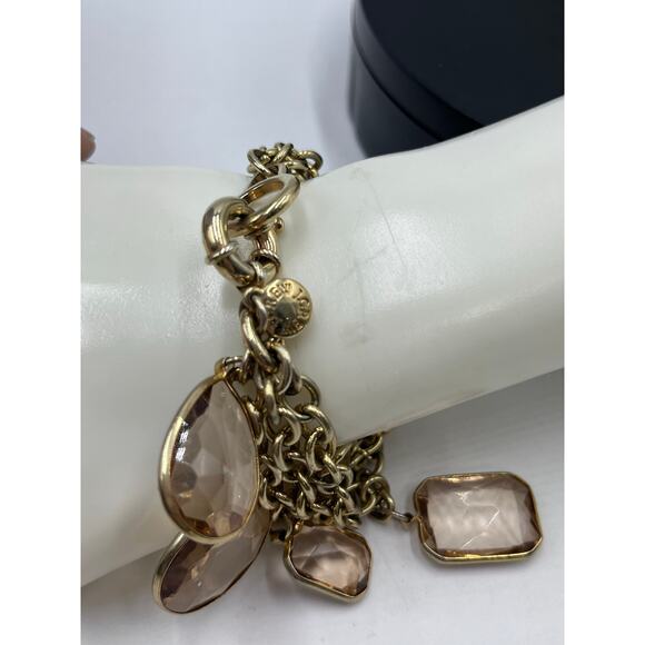 J. Crew Multi-shaped Topaz Faceted Rhinestone Cluster Dangle Bracelet - Picture 7 of 9